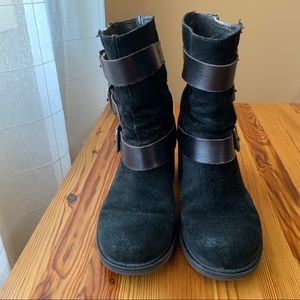 Black suede winter boots